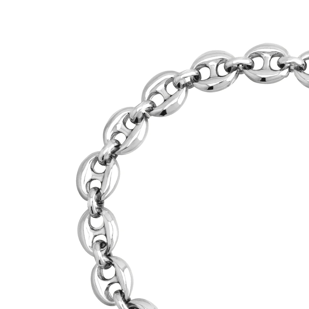 Pulsera de eslabones con broche omega en baño de Rodio - Joyería y bisutería fina