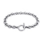 Pulsera de eslabones con broche omega en baño de Rodio - Joyería y bisutería fina