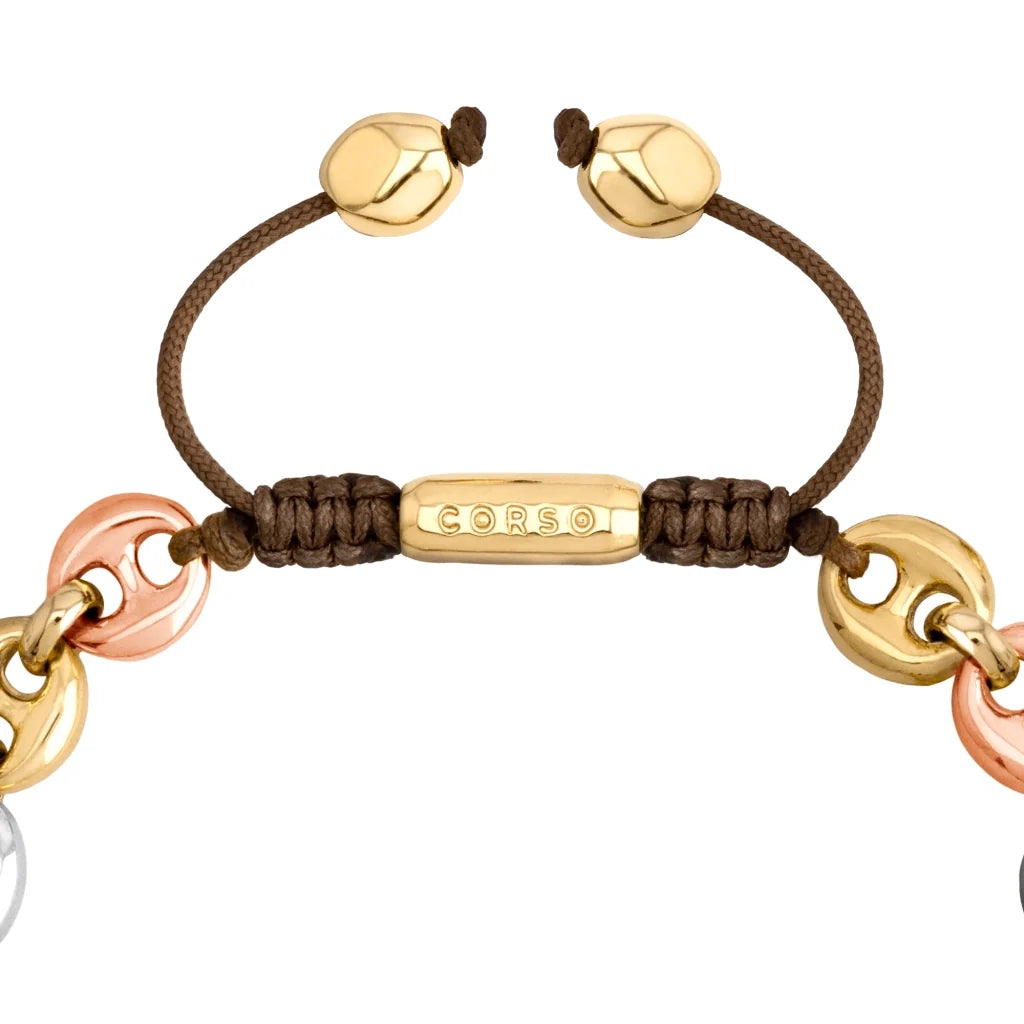Pulsera de eslabones baño en rodio, oro 22K y oro rosa 22K - Joyería y bisutería fina