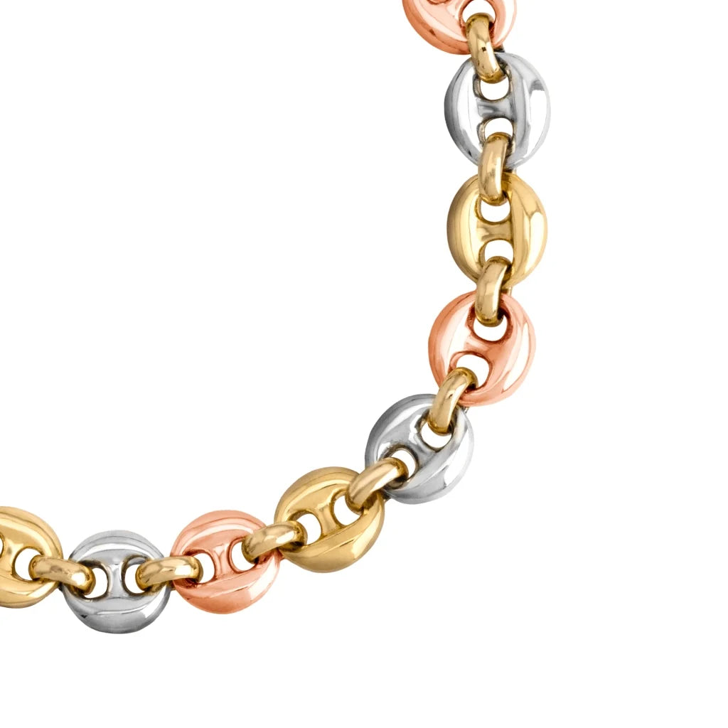 Pulsera de eslabones baño en rodio, oro 22K y oro rosa 22K - Joyería y bisutería fina