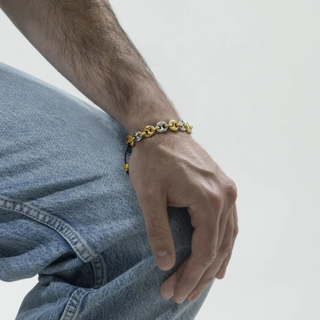 Pulsera de eslabones baño en rodio, oro 22K y oro rosa 22K - Joyería y bisutería fina