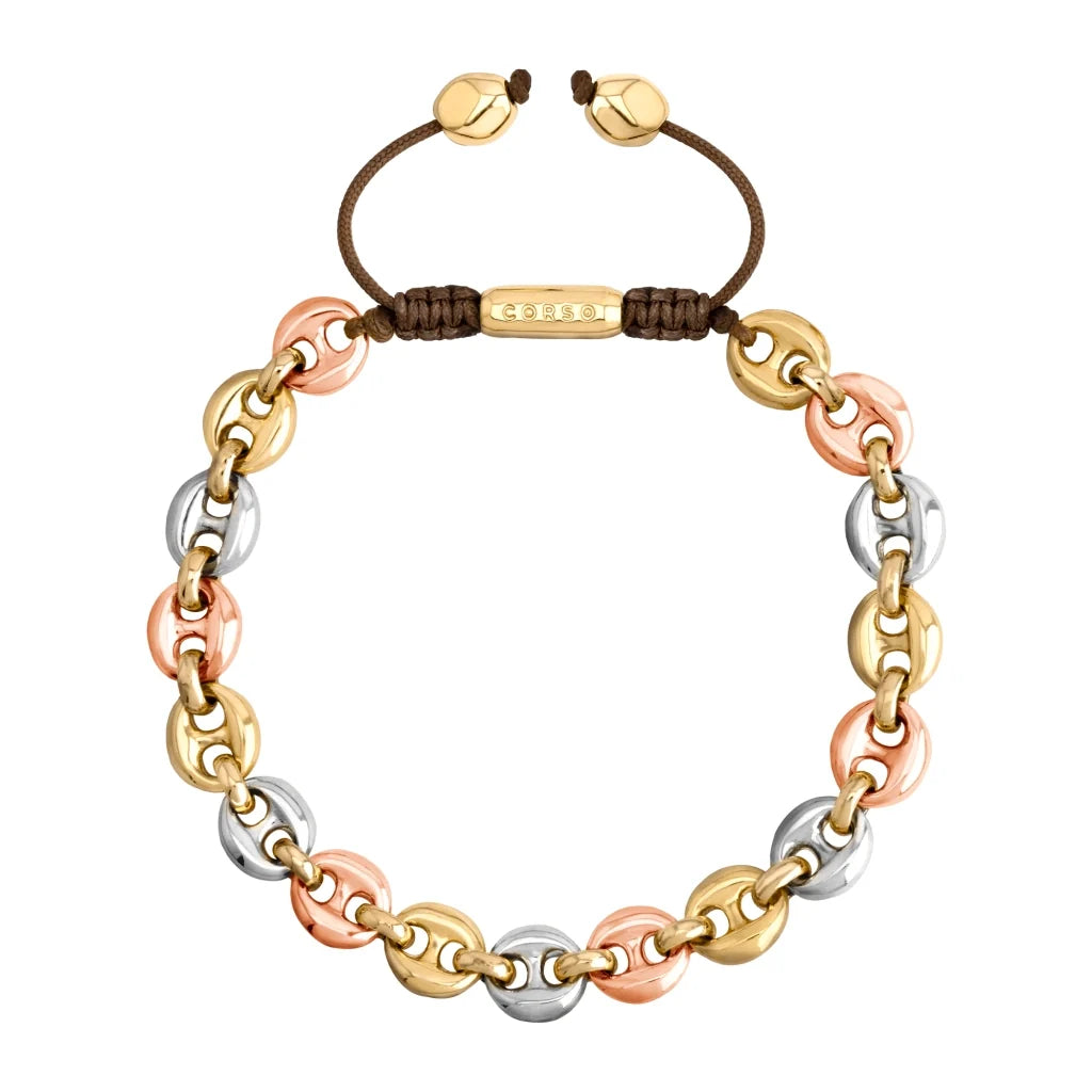 Pulsera de eslabones baño en rodio, oro 22K y oro rosa 22K - Joyería y bisutería fina