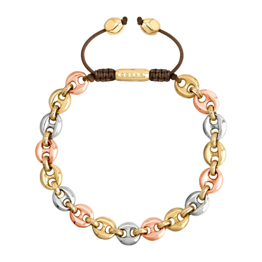 Pulsera de eslabones baño en rodio, oro 22K y oro rosa 22K - Joyería y bisutería fina