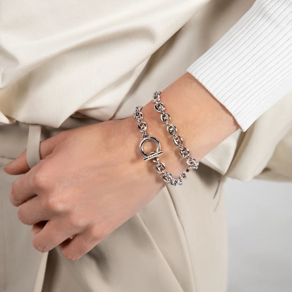 Pulsera de eslabones en baño de Rodio - Joyería y bisutería fina