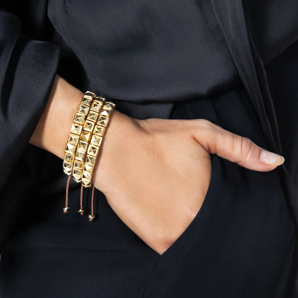 Pulsera Baño de Oro 22K, Oro Rosa 22K, Rodio, Cuentas geométricas - Joyería y bisutería fina