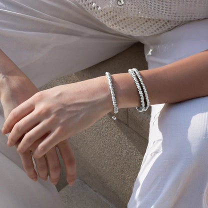 Pulsera Baño de Oro 22K, Oro Rosa 22K, Rodio, Rondeles apilados - Joyería y bisutería fina