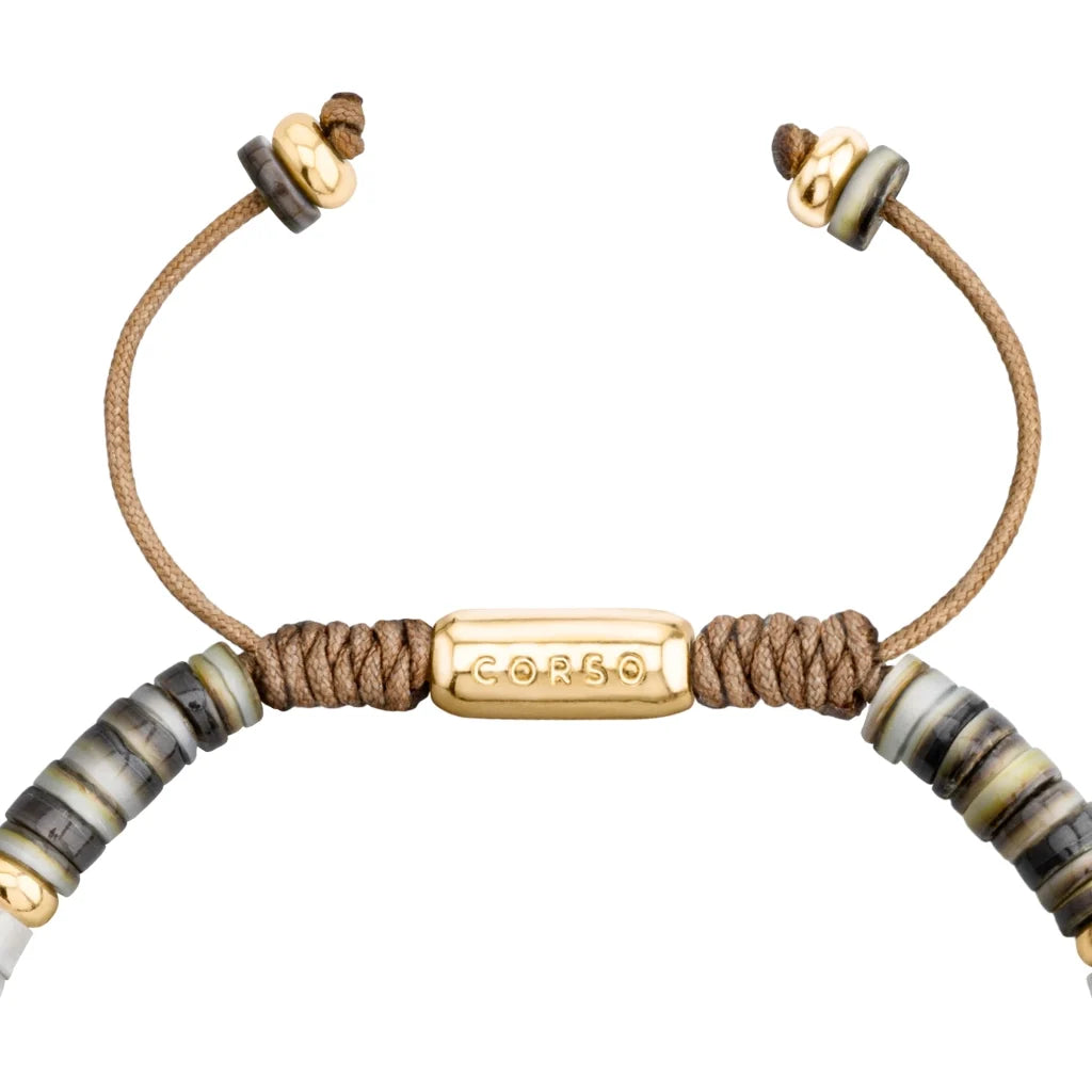 Pulsera en baño de Oro 22K, conchas filipinas heishi, cuarzo blanco - Joyería y bisutería fina