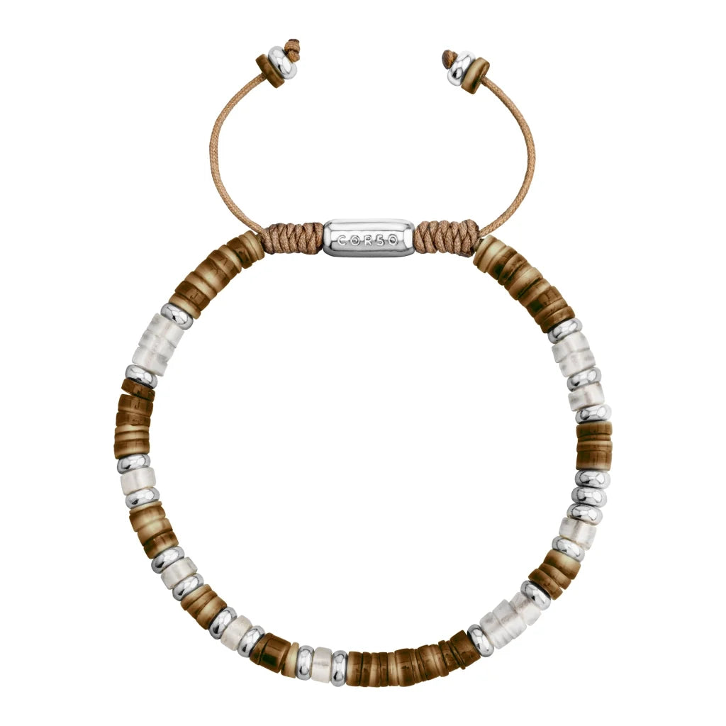 Pulsera en baño de Rodio, conchas filipinas heishi, cuarzo blanco - Joyería y bisutería fina