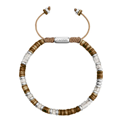Pulsera en baño de Rodio, conchas filipinas heishi, cuarzo blanco - Joyería y bisutería fina