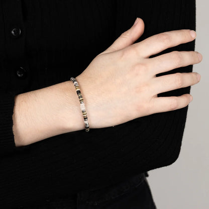 Pulsera en baño de Rodio, conchas filipinas heishi, cuarzo blanco - Joyería y bisutería fina