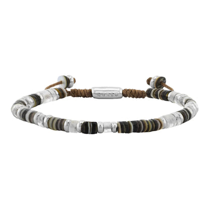 Pulsera en baño de Rodio, conchas filipinas heishi, cuarzo blanco - Joyería y bisutería fina