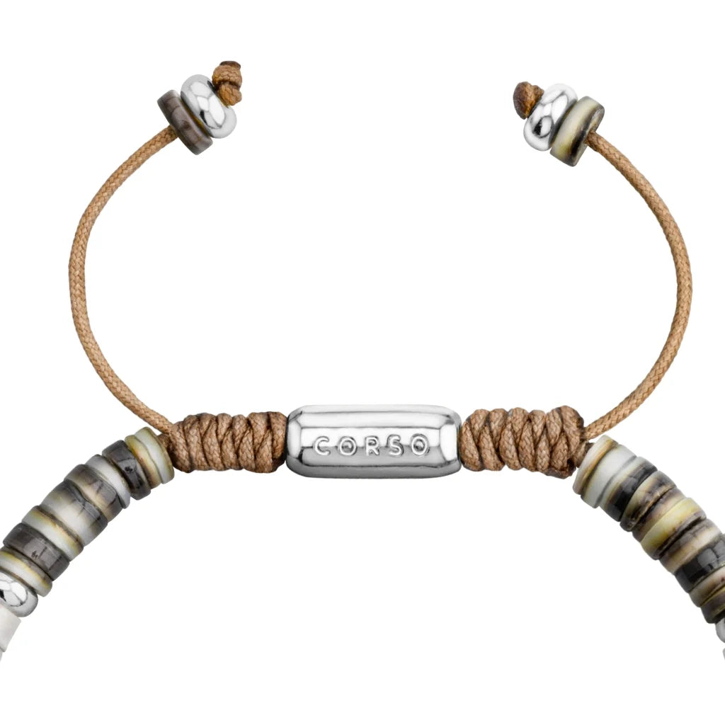 Pulsera en baño de Rodio, conchas filipinas heishi, cuarzo blanco - Joyería y bisutería fina