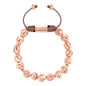 Pulsera ajustable con hilo de seda, con cuentas media luna y placa insignia Corso en baño de oro rosa 22K - Joyería y bisutería fina