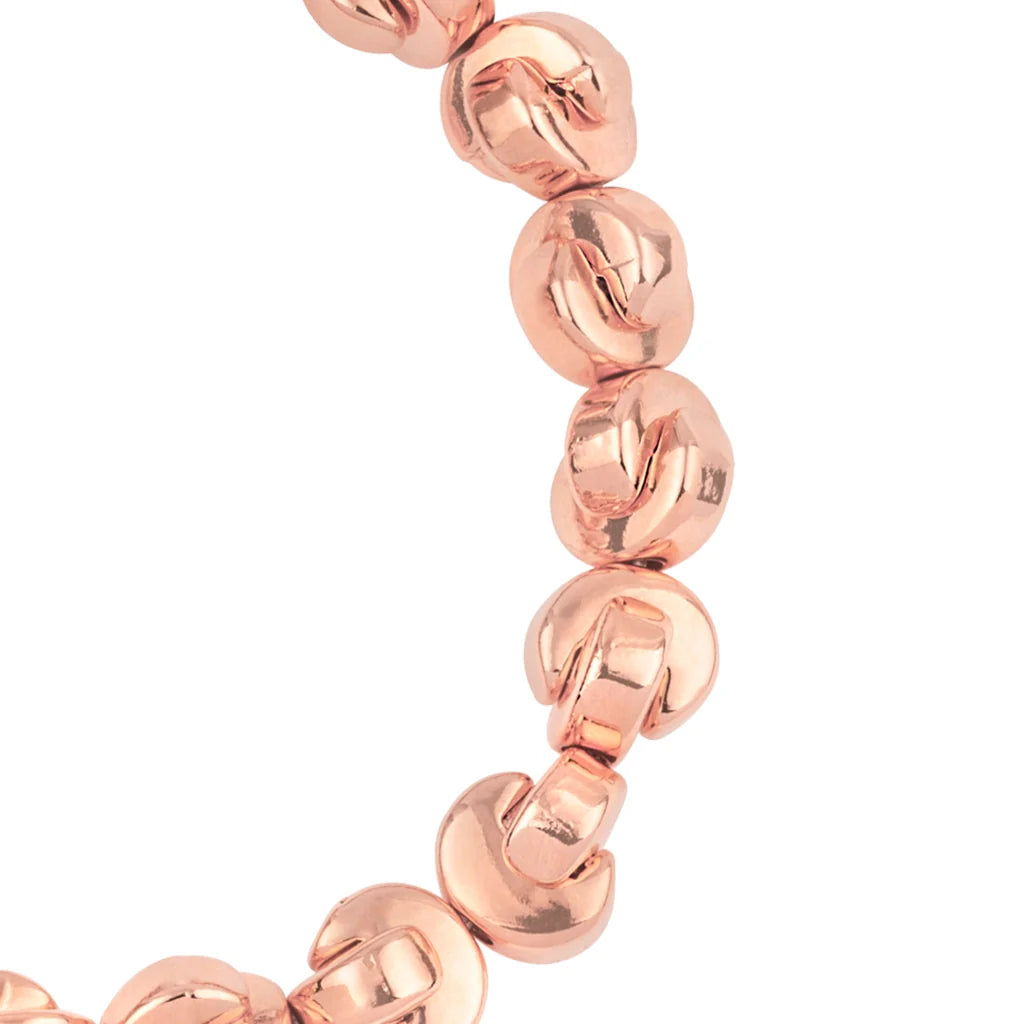 Pulsera ajustable con hilo de seda, con cuentas media luna y placa insignia Corso en baño de oro rosa 22K - Joyería y bisutería fina