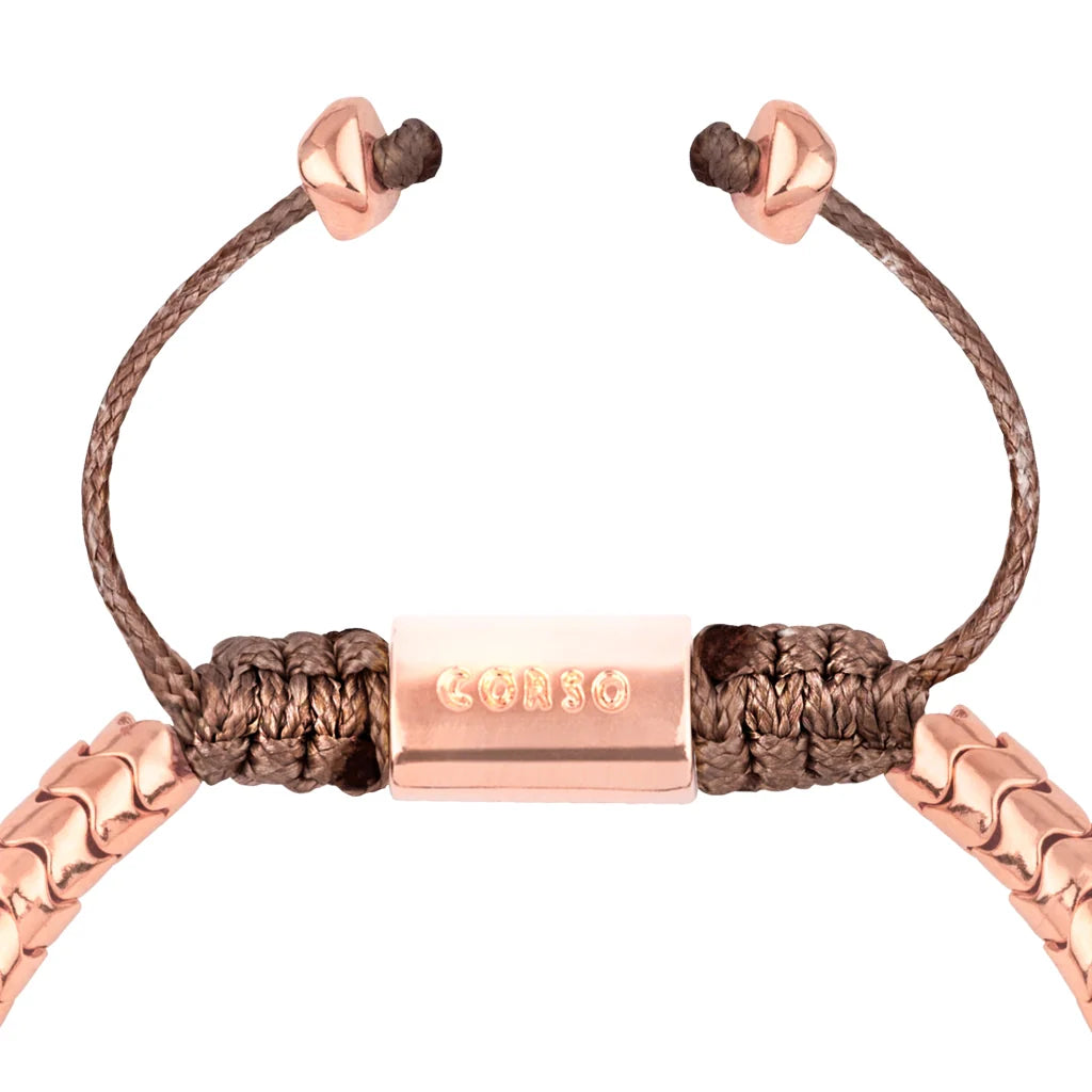 Pulsera ajustable con hilo de seda, diseño escamas articuladas y broche bañado en oro rosa 22K - Joyería y bisutería fina