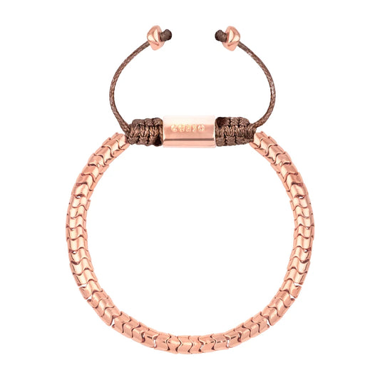 Pulsera ajustable con hilo de seda, diseño escamas articuladas y broche bañado en oro rosa 22K - Joyería y bisutería fina