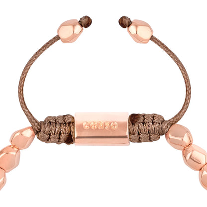 Pulsera ajustable con hilo de seda, insignia Corso y cuentas facetadas en baño de oro rosa de 22K - Joyería y bisutería fina