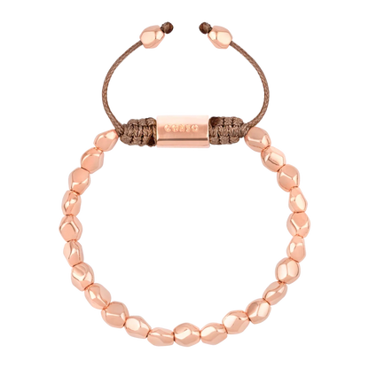 Pulsera ajustable con hilo de seda, insignia Corso y cuentas facetadas en baño de oro rosa de 22K - Joyería y bisutería fina