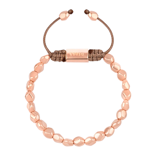 Pulsera ajustable con hilo de seda, insignia Corso y cuentas facetadas en baño de oro rosa de 22K - Joyería y bisutería fina