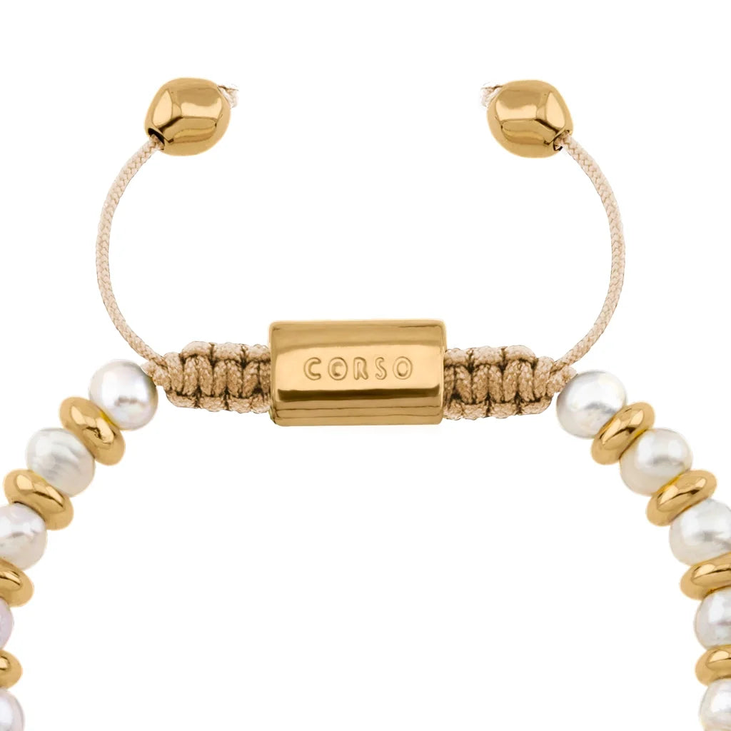 Pulsera ajustable en baño de oro 22K, oro rosa 22K o rodio, con perlas japonesas de 5mm - Joyería y bisutería fina