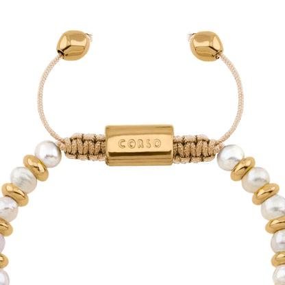 Pulsera ajustable en baño de oro 22K, oro rosa 22K o rodio, con perlas japonesas de 5mm - Joyería y bisutería fina