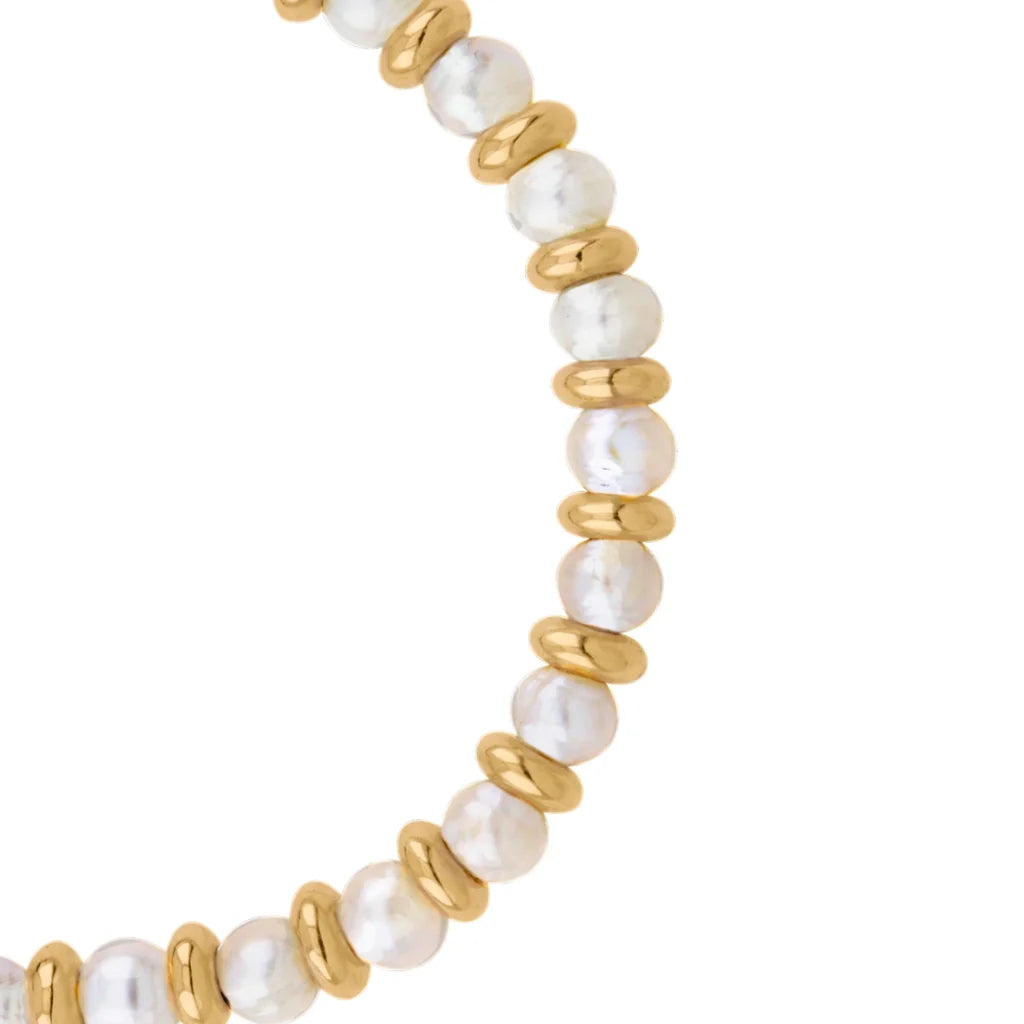 Pulsera ajustable en baño de oro 22K, oro rosa 22K o rodio, con perlas japonesas de 5mm - Joyería y bisutería fina