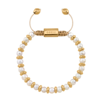 Pulsera ajustable en baño de oro 22K, oro rosa 22K o rodio, con perlas japonesas de 5mm - Joyería y bisutería fina