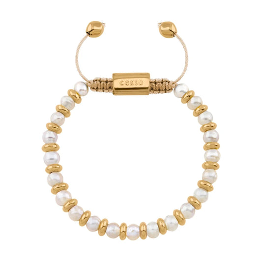 Pulsera ajustable en baño de oro 22K, oro rosa 22K o rodio, con perlas japonesas de 5mm - Joyería y bisutería fina