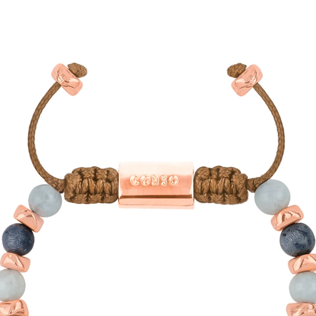 Pulsera ajustable, con piedras naturales de 6mm, baño de rodio - Joyería y bisutería fina