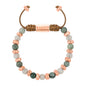 Pulsera ajustable, con piedras naturales de 6mm, baño de rodio - Joyería y bisutería fina