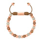 Pulsera ajustable, con piedras naturales de 6mm, baño de rodio - Joyería y bisutería fina