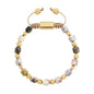 Pulsera ajustable con broche insignia Corso y cuentas facetadas en baño de oro de 22K, con piedra turmalina facetada - Joyería y bisutería fina