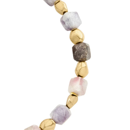 Pulsera ajustable con broche insignia Corso y cuentas facetadas en baño de oro de 22K, con piedra turmalina facetada - Joyería y bisutería fina