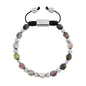 Pulsera ajustable con broche insignia Corso y cuentas facetadas en baño de rodio, con piedra turmalina facetada - Joyería y bisutería fina