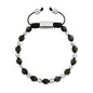 Pulsera ajustable con broche insignia Corso y cuentas facetadas en baño de rodio, con piedra turmalina facetada - Joyería y bisutería fina