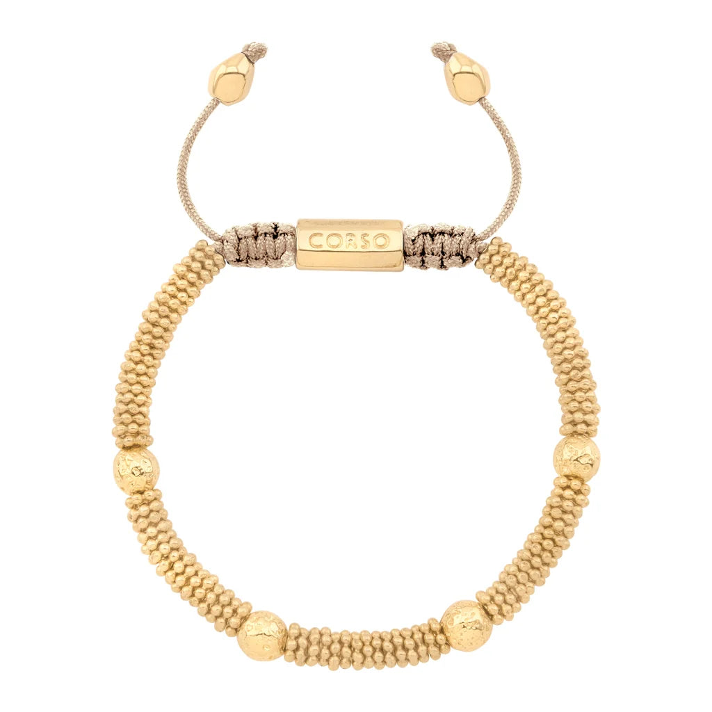 Pulsera con mantras, miniflor y placa octagonal en baño de oro 22K - Joyería y bisutería fina