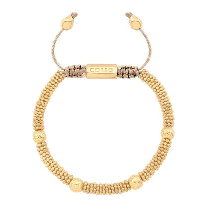 Pulsera con mantras, miniflor y placa octagonal en baño de oro 22K - Joyería y bisutería fina