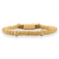Pulsera con mantras, miniflor y placa octagonal en baño de oro 22K - Joyería y bisutería fina