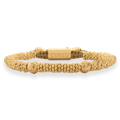 Pulsera con mantras, miniflor y placa octagonal en baño de oro 22K - Joyería y bisutería fina