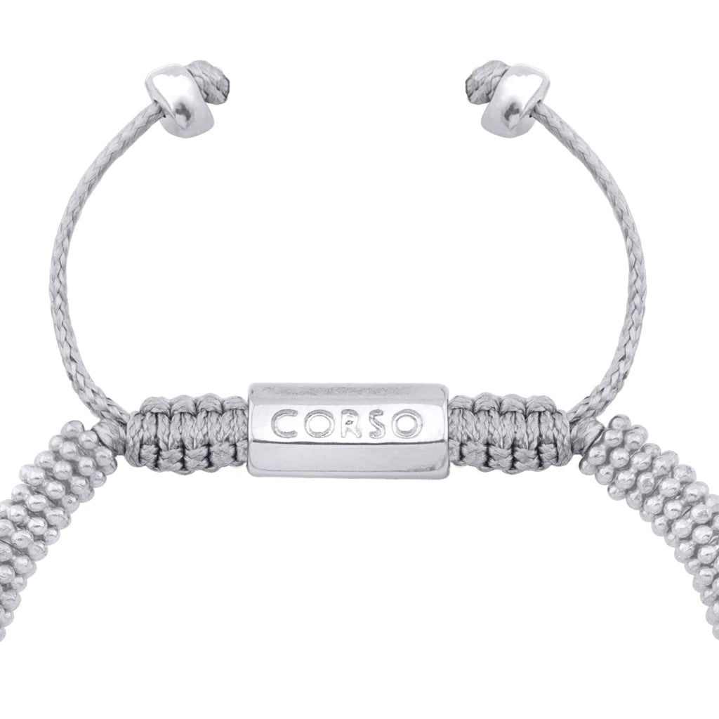 Pulsera con mantras, miniflor y placa octagonal en baño de rodio - Joyería y bisutería fina