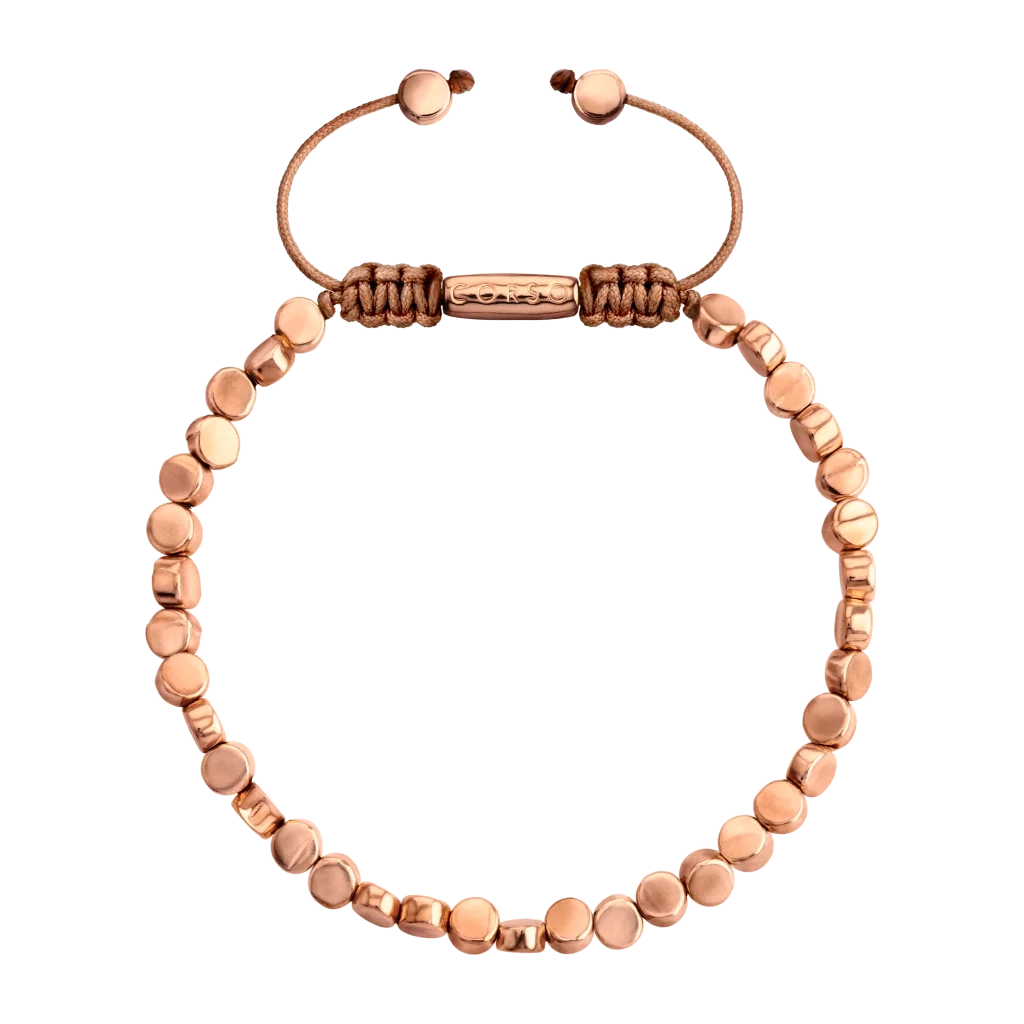 Pulsera con cuentas cilíndricas bañadas en oro rosa 22K - Joyería y bisutería fina