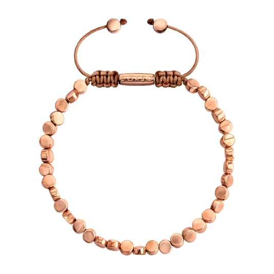 Pulsera con cuentas cilíndricas bañadas en oro rosa 22K - Joyería y bisutería fina