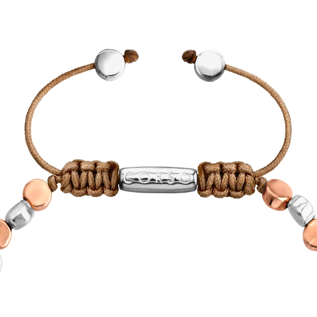 Pulsera con cuentas cilíndricas bañadas en oro rosa 22K y rodio - Joyería y bisutería fina