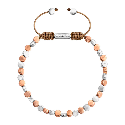 Pulsera con cuentas cilíndricas bañadas en oro rosa 22K y rodio - Joyería y bisutería fina