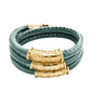 Pulsera Baño de Oro 22K, piel natural nappa, diseño hojas de laurel - Joyería y bisutería fina