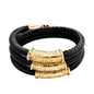 Pulsera Baño de Oro 22K, piel natural nappa, diseño hojas de laurel - Joyería y bisutería fina