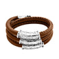 Pulsera Baño de rodio, piel natural nappa, diseño hojas de laurel - Joyería y bisutería fina