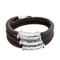 Pulsera Baño de rodio, piel natural nappa, diseño hojas de laurel - Joyería y bisutería fina