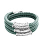 Pulsera Baño de rodio, piel natural nappa, diseño hojas de laurel - Joyería y bisutería fina
