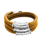 Pulsera Baño de rodio, piel natural nappa, diseño hojas de laurel - Joyería y bisutería fina